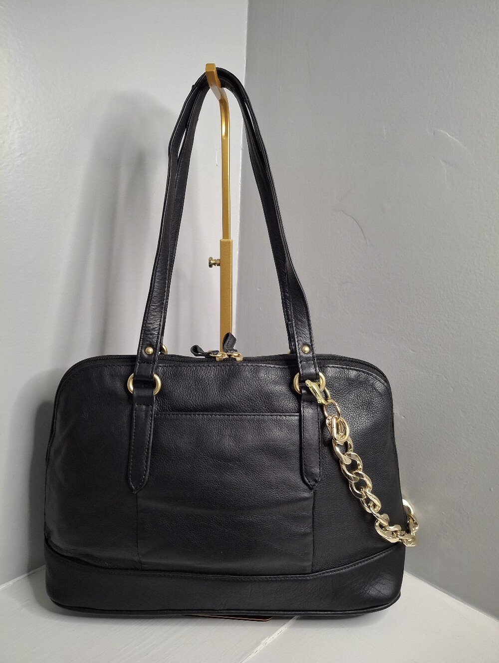 Great American Leatherworks Leather Shoulder Bag w/  Braided Trim & Tassel EUC - Picture 2 of 6